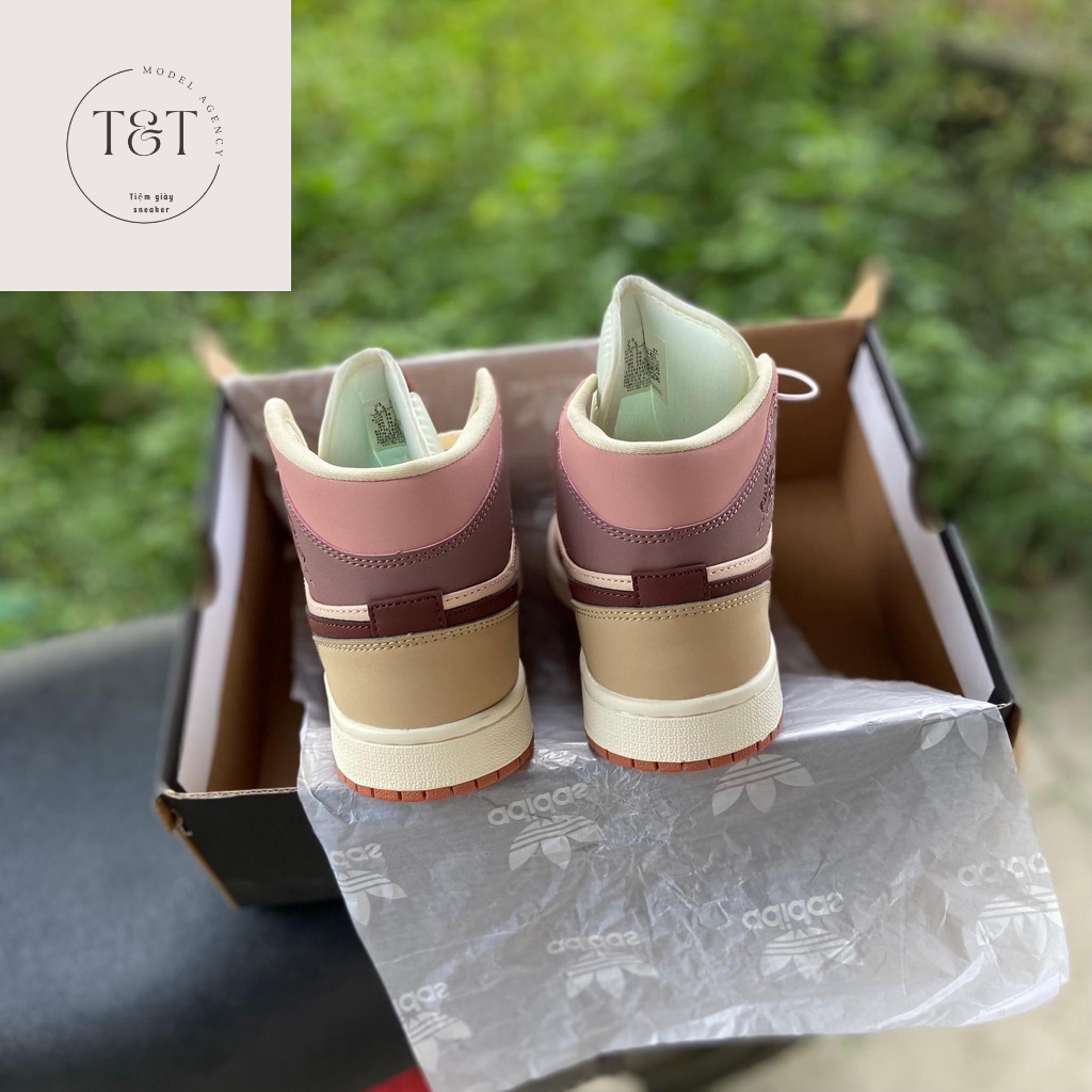 Giày  Thể thao Jordan Hồng Nâu Cổ Cao , Giày JD1 nữ màu hồng tím trà sữa bản đẹp