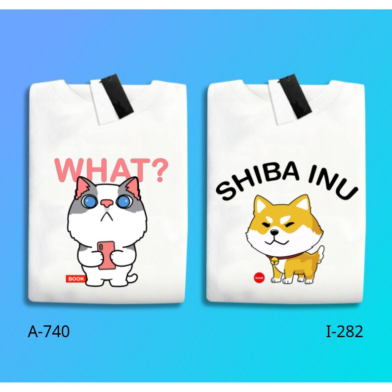 Áo Thun Nam Nữ Tay Lỡ Unisex Phông Trơn Oversize Form Rộng Basic Tee Hình Mèo và chó