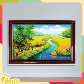 [Siêu rẻ] Tranh đồng quê treo phòng khách- TT973 - tặng vòng phong thủy