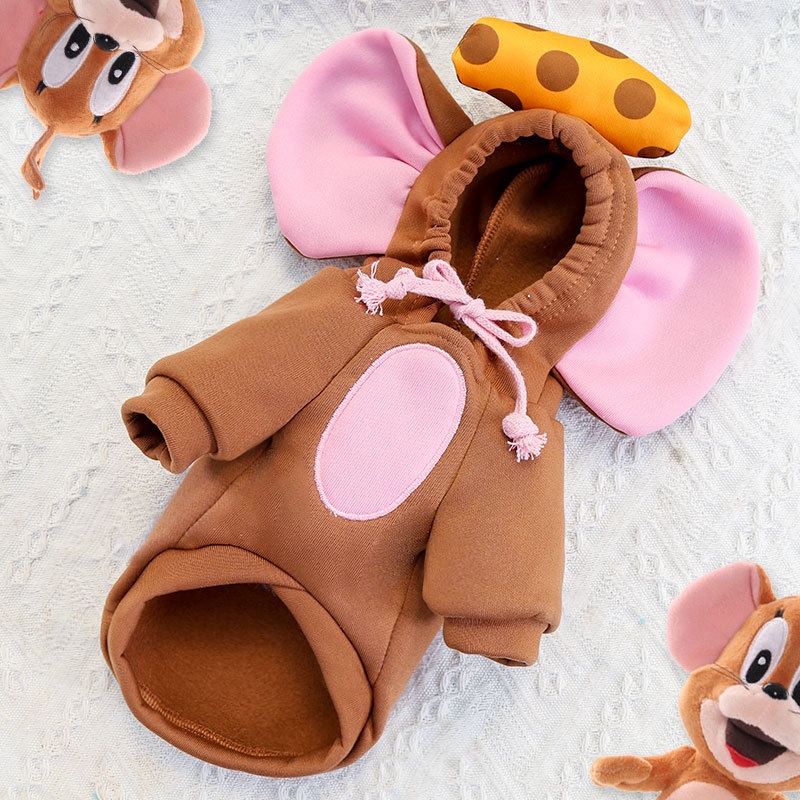 Áo Hoodie Vải Lông Cừu Hai Lớp In Hình Chuột Dễ Thương Thời Trang Thu Đông Dành Cho Thú Cưng