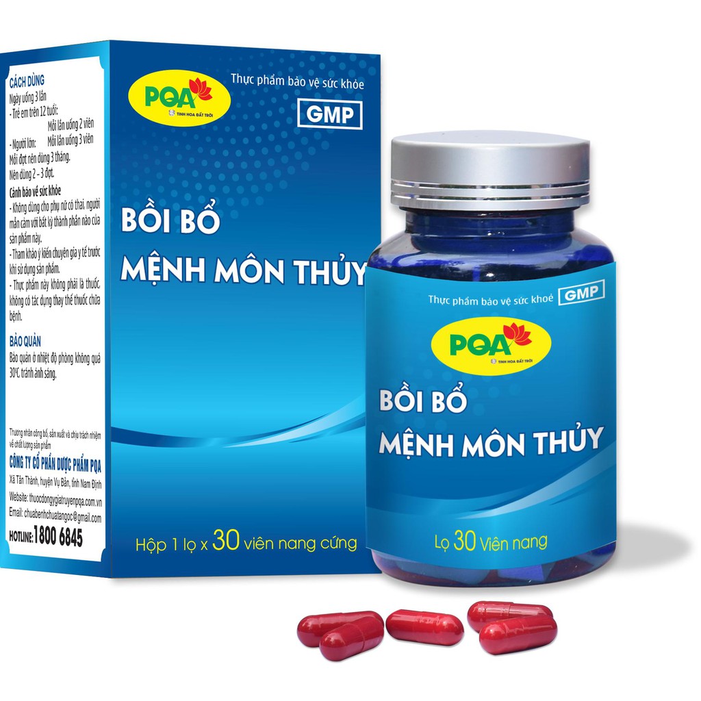 Viên Nang Mệnh Môn Thủy PQA Giúp Bồi Bổ Thận Âm, Tăng Cường Sức Khỏe Hộp 30 Viên