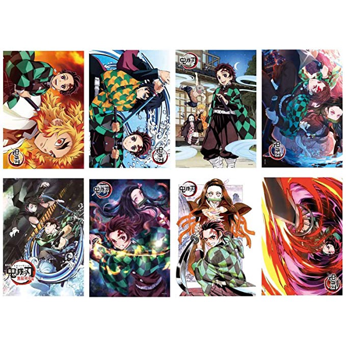 SALE Set Poster 8 tấm in hình ANIME Kimetsu No Yaiba Thiên Quan Tứ Phúc Violet Evergarden Attack On Titan Naruto