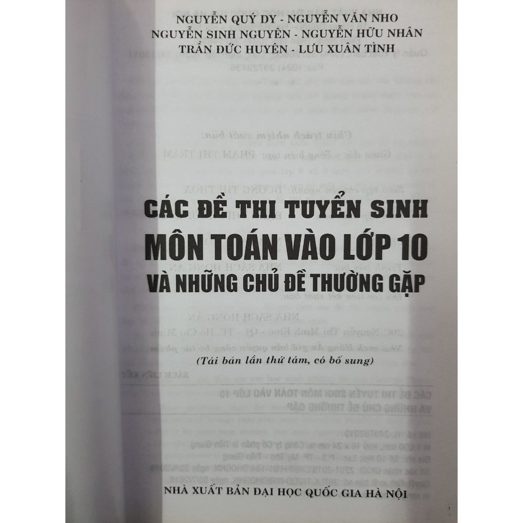 Sách - Các đề thi tuyển sinh môn Toán vào lớp 10 và Những Chủ Đề Thường Gặp