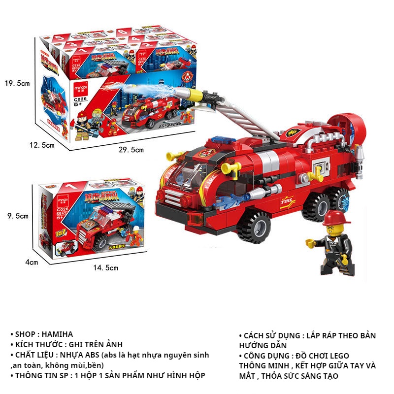 Đồ Chơi Trẻ Em Lắp Ghép Thông Minh Bộ Lego Đội Cứu Hỏa Thành Phố Đa Dạng Cho Bé Hamiha-ĐC20