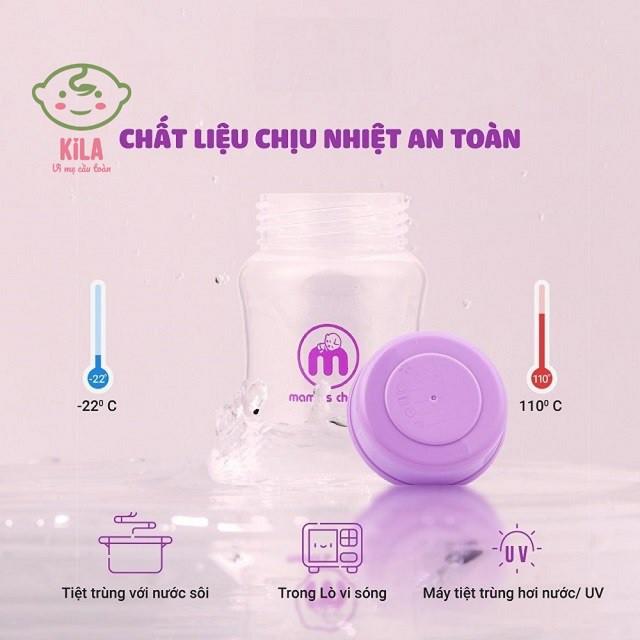 Bình trữ sữa cổ rộng Mama’s Choice, dùng được với máy hút sữa Spectra, Avent, Rozabi