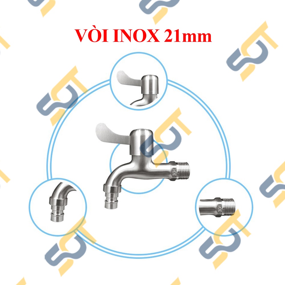 [VÒI INOX 21] Vòi xả nước inox ren ngoài 1/2 (21) GIÁ RẺ lắp đặt nhà tắm chậu rửa