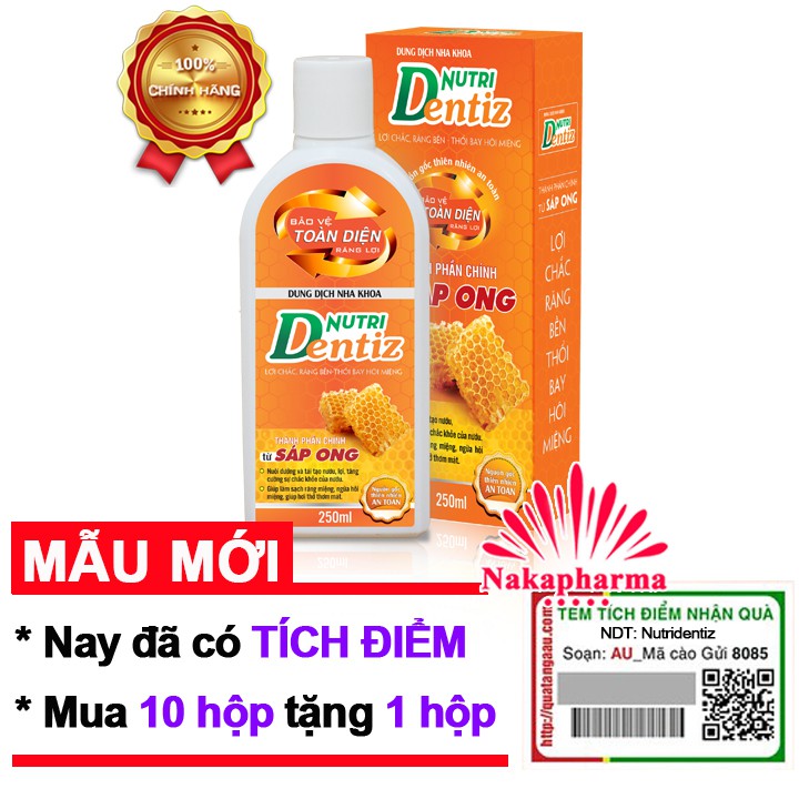 Nước súc miệng Nutri Dentiz – Trị sâu răng viêm lợi - Từ Sáp ong thảo dược - Nutridentiz