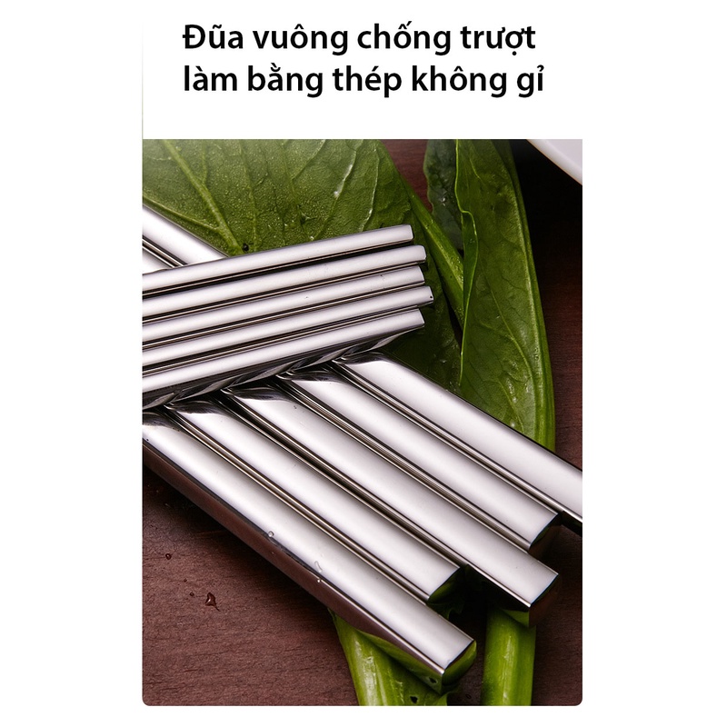 Đũa inox 304 chống trơn trượt cao cấp - LOKING