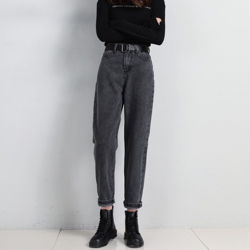 Quần jeans IELGY dáng thẳng mỏng ống rộng eo cao màu xanh dương phong cách retro cho nữ