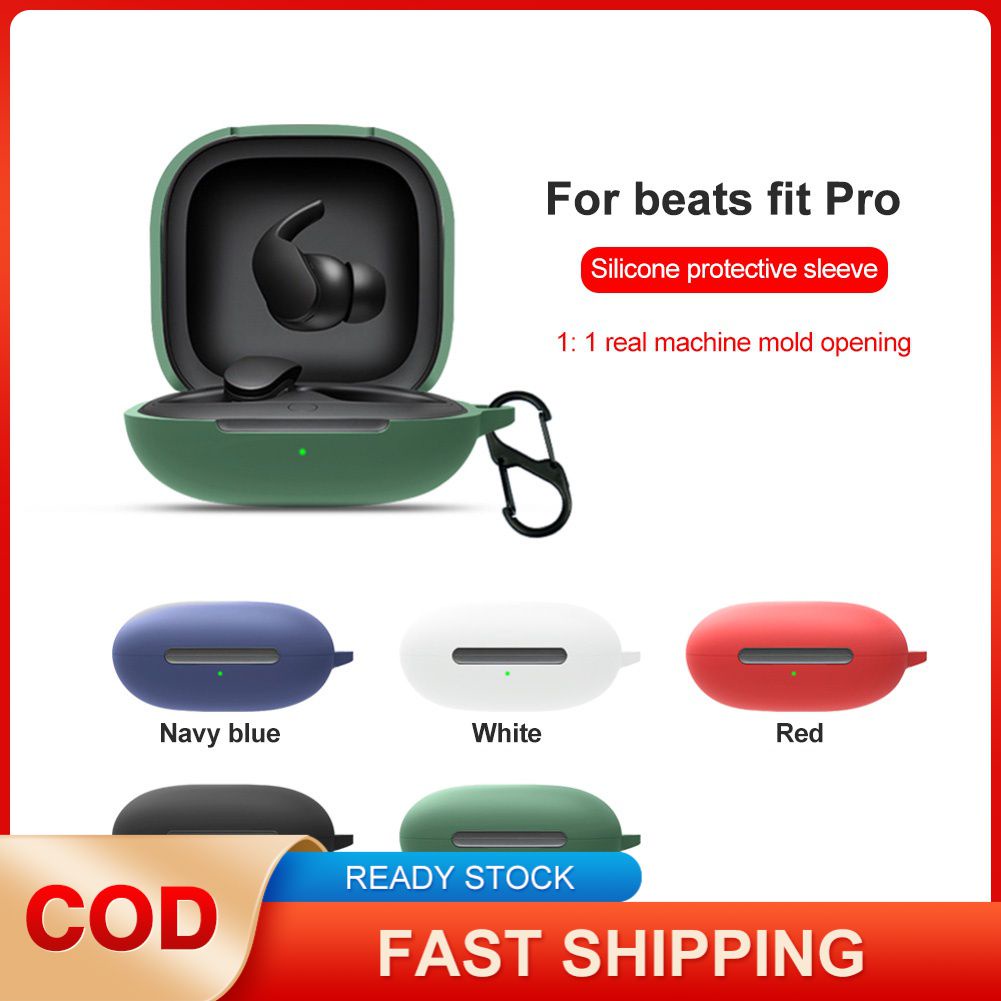 Vỏ Bảo Vệ Hộp Sạc Tai Nghe bluetooth Không Dây Beats Fit Pro Bằng Cao Su Kèm Móc Tiện Dụng