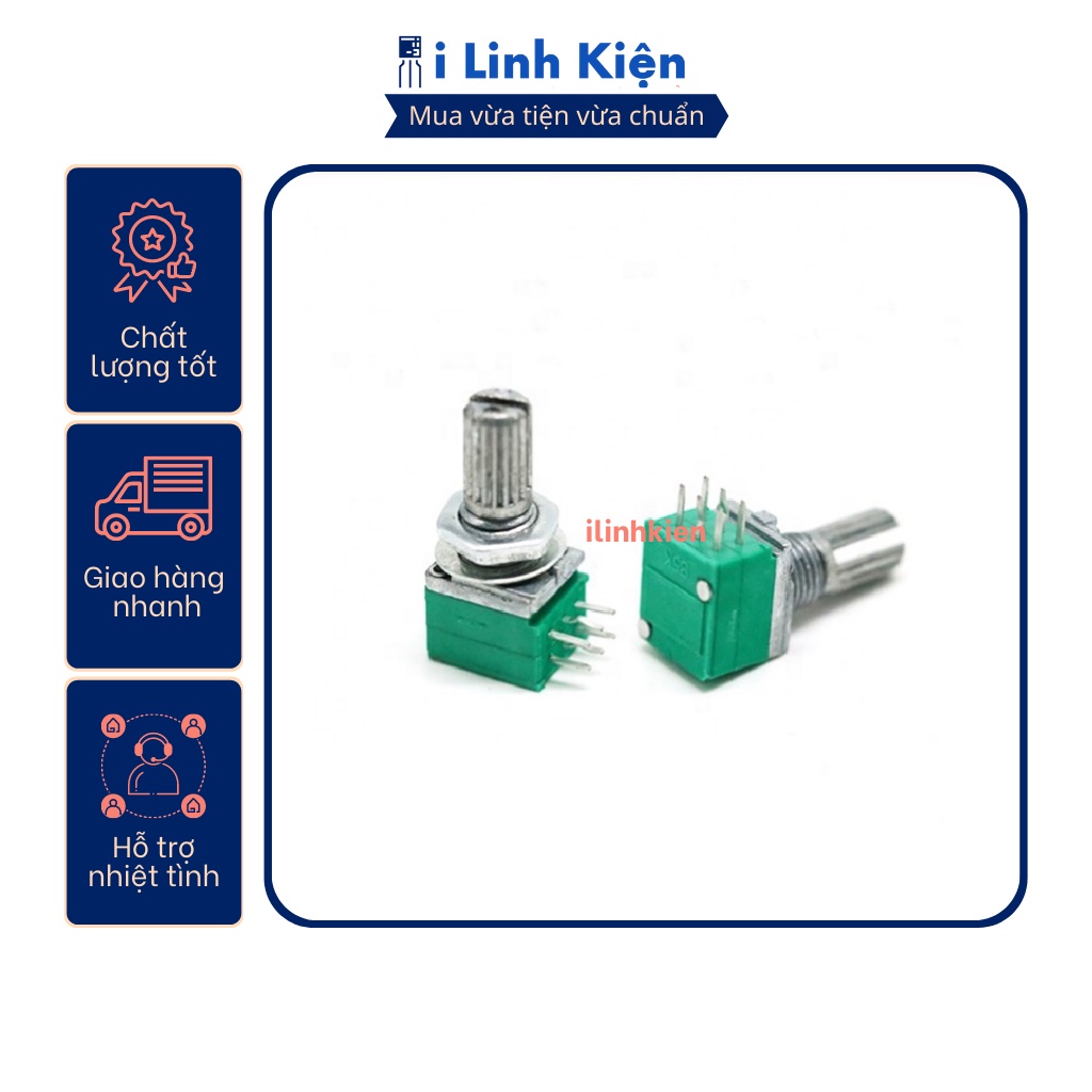 Chiết áp đôi RK097G xanh 15mm 5K - 100K chất lượng tốt
