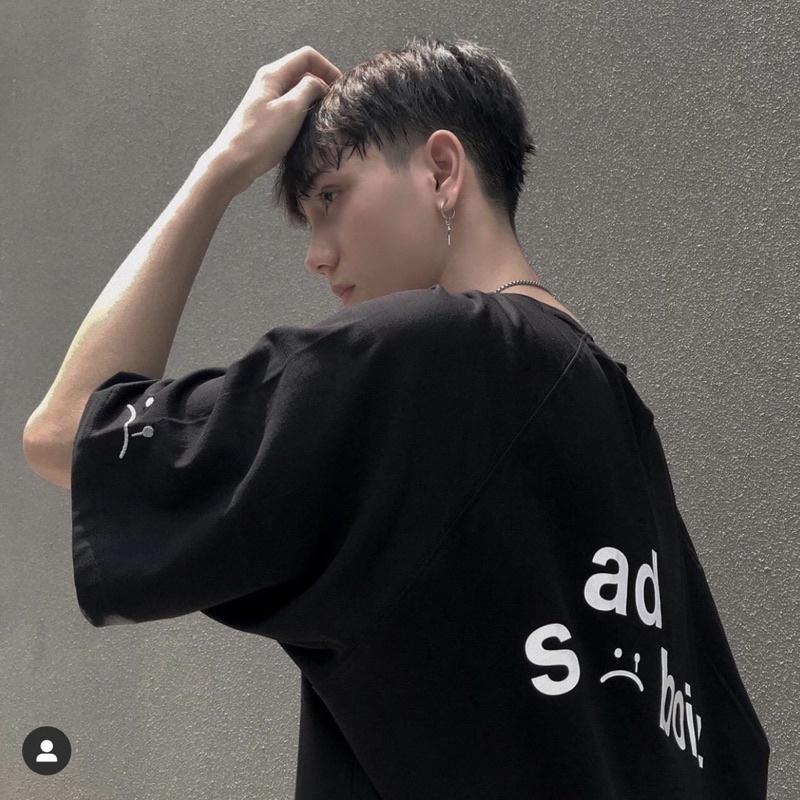 Áo thun tay lỡ Sadboiz mặt buồn Signature unisex form rộng vải cotton co dãn - áo thun nam nữ freestyle GTM Store