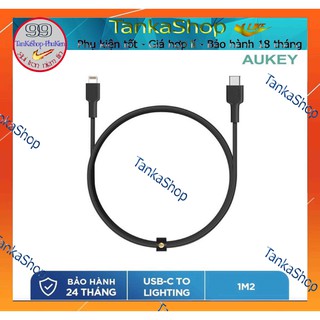 Cáp sạc usb-c to lightning aukey cb-cl1 chuẩn mfi apple bện lưới nylon siêu bền dài 1,2 mét