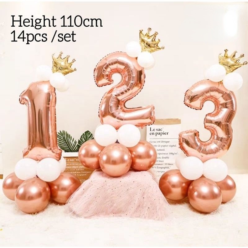 Set 14 Bong Bóng Lá Nhôm 32 inch Hình Chữ Số Dùng Trang Trí Tiệc Sinh Nhật