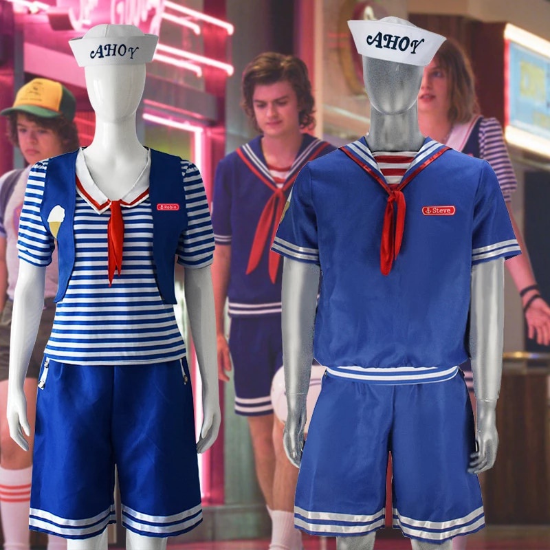 Stranger Things Season 3 Cosplay Costume Robin Steve Harrington Scoops Ahoy Adult men/women Halloween Sailor Uniform