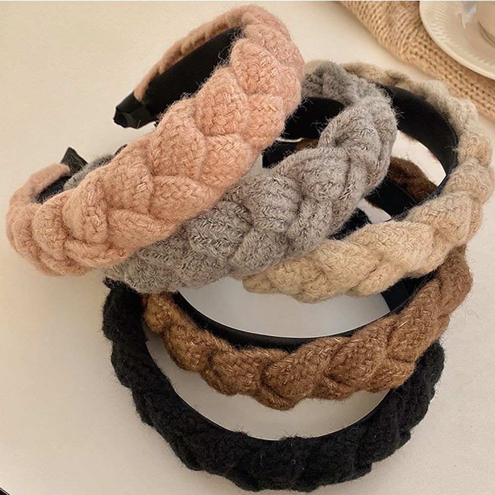 Băng đô cài tóc bằng len dệt màu trơn phong cách Hàn Quốc dễ thương thời trang cho nữ