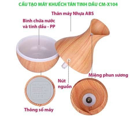 Máy Xông Tinh Dầu𝐅𝐫𝐞𝐞𝐒𝐡𝐢𝐩Máy Phun Sương Tạo Độ Ẩm, Khuếch Tán Tinh Dầu Vân Gỗ Cổ Cao 130ml