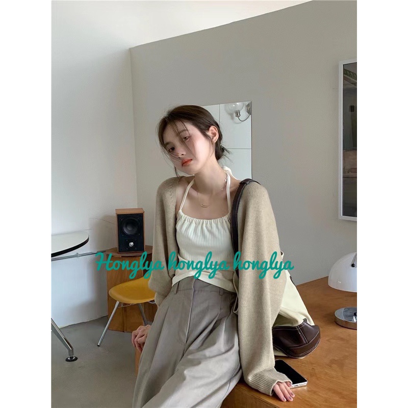 Áo len cadigan tay bồng dáng ngắn phong cách Ullzzáng