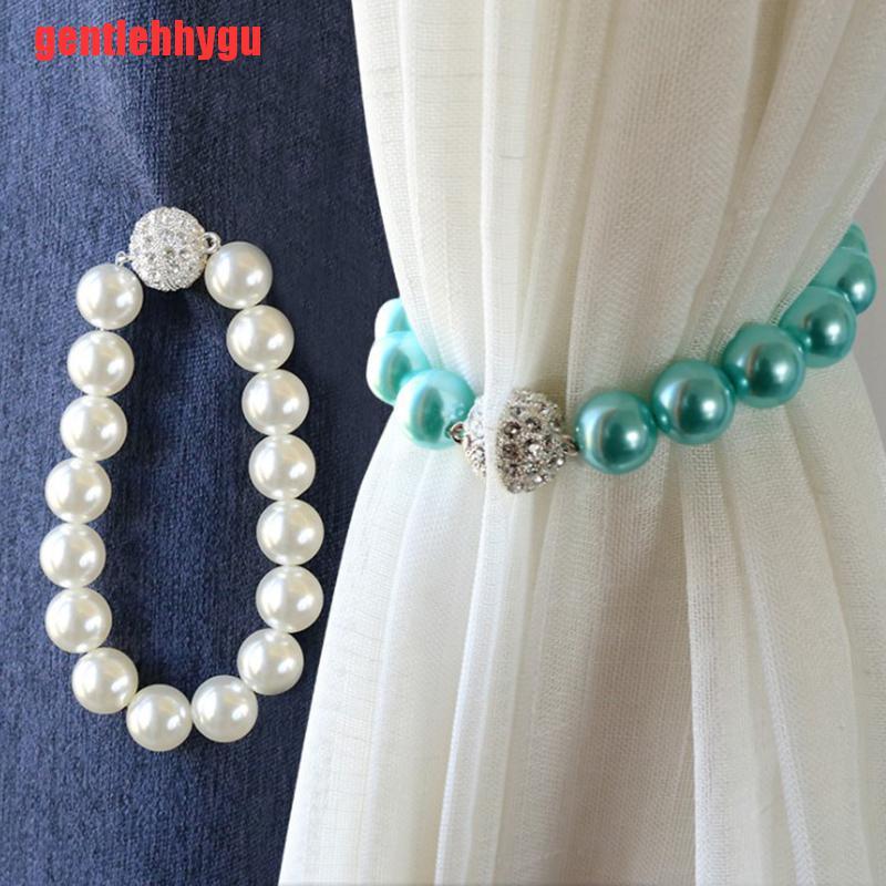 [gentlehhygu]2pcs ABS Pearl Curtain Bandage Tieback With Magnet Decorative Curtain Buckle