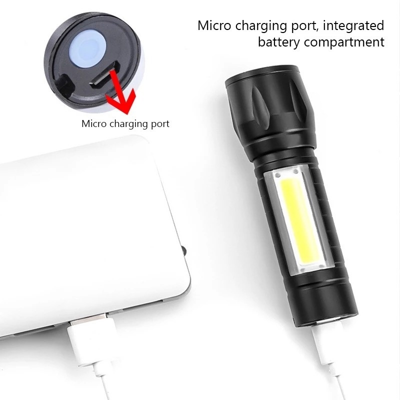 Đèn Pin Led COB 2 Trong 1 Chống Thấm Nước Siêu Sáng Có Thể Cầm Tay Sử Dụng Khi Đi Cắm Trại