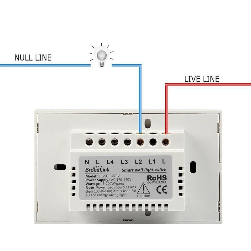 Công tắc cảm ứng điều khiển từ xa Broadlink TC2 US mặt chữ nhật (3 Nút bấm) - Thiết bị điều khiển thông minh trong nhà