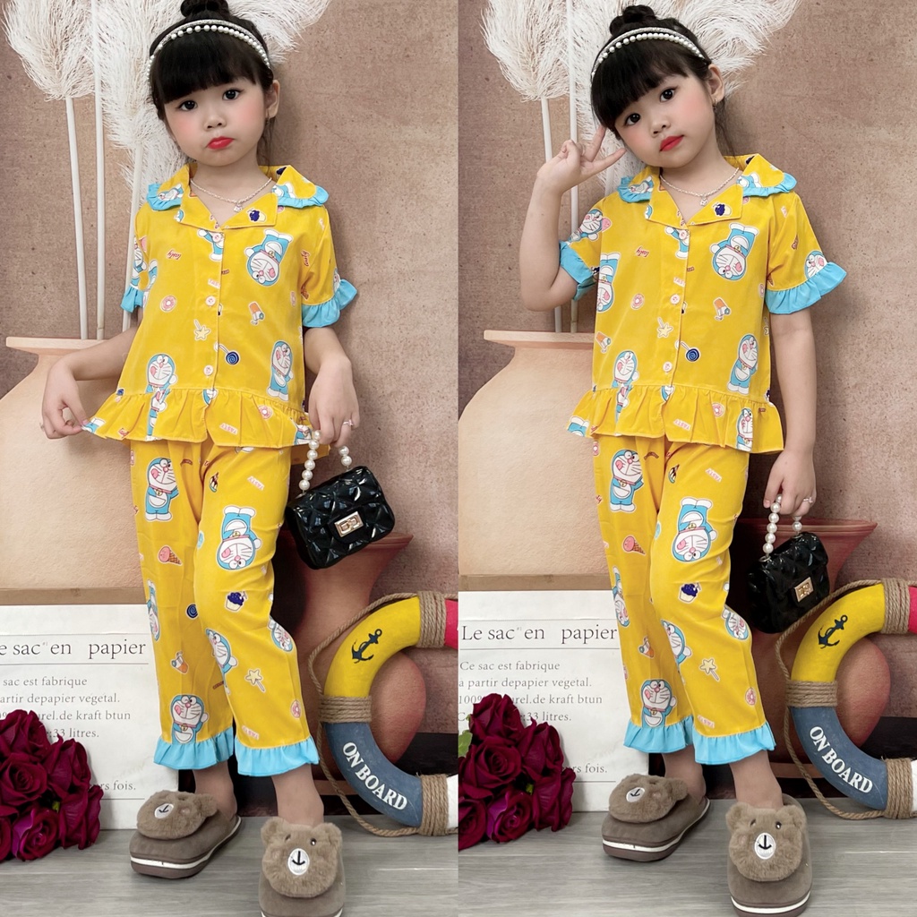 Pijama lụa Hàn cho bé gái 4-9 họa tiết cực xinh yêu P1
