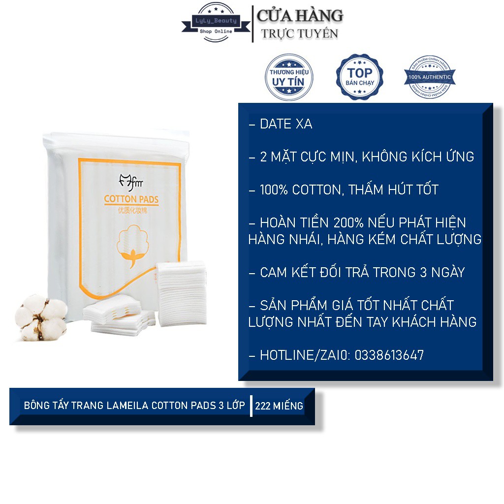 Bông tẩy trang 222 miếng Lameila Cotton Pads nội địa trung 3 lớp túi đựng, 100% tự nhiên mềm mịn, không kích ứng BTT222 | BigBuy360 - bigbuy360.vn