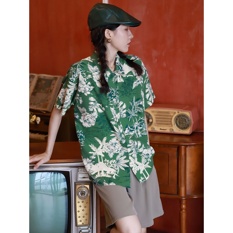 Áo Sơ Mi Tay Ngắn Họa Tiết Hoa Thời Trang Phong Cách Hàn Quốc Cho Nam/ Nữ