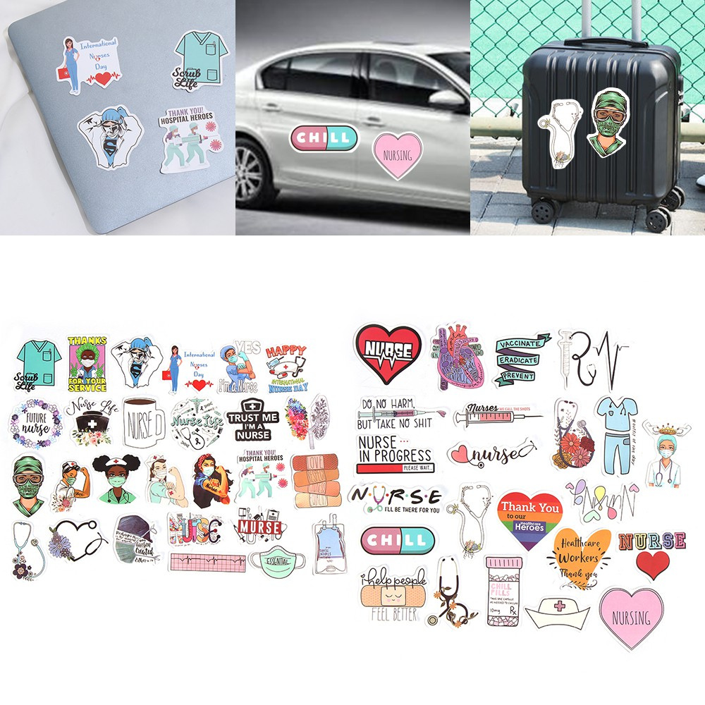 ❤LANSEL❤ 50pcs Kid Classic Toy Cartoon Stickers Fridge Graffiti International Nurses Day Decal Guitar Laptop DIY Luggage Doctors Waterproof