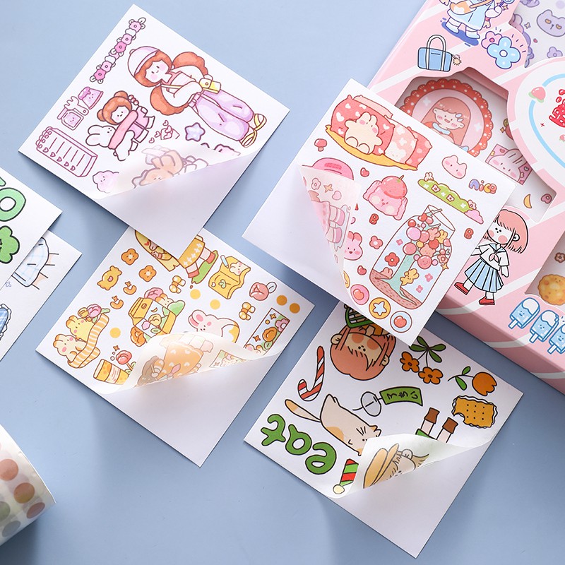 Hộp Sticker Vintage Trang Trí Xinh Xắn 50 tờ