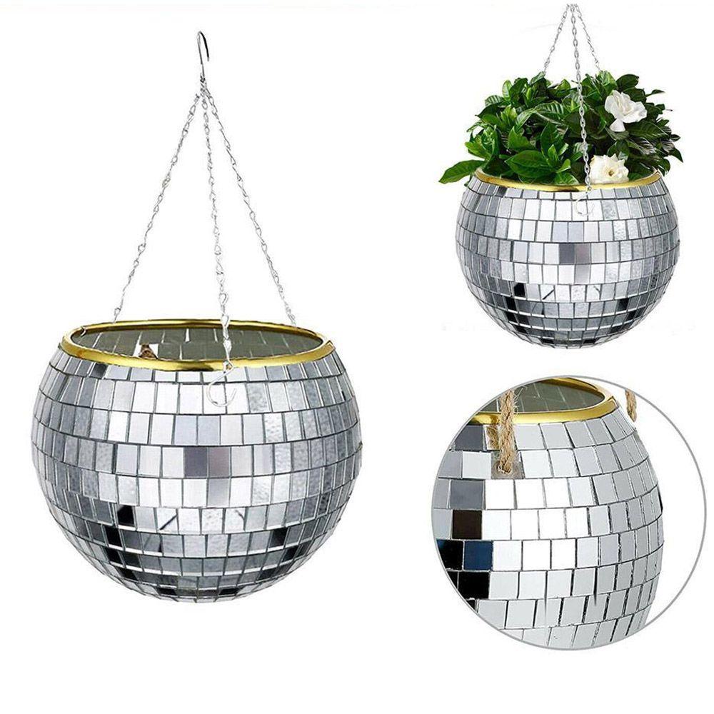 YIYU Chậu Hoa Hình Quả Địa Cầu Bằng Kim Loại Tráng Gương Sáng Tạo Thời Trang Trang Trí Nhà Cửa