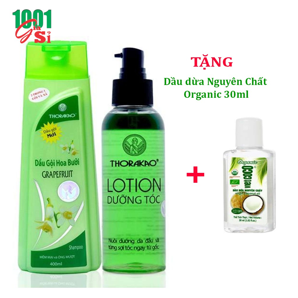 Combo Lotion150ML, dầu gội xả Bưởi 400ml Thorakao kích thích mọc tóc, giảm rụng tóc