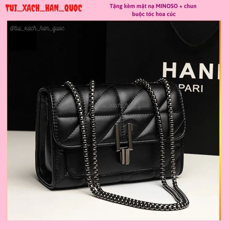 TÚI ĐEO CHÉO NỮ ♥️ FREESHIP ♥️ TÚI ĐEO VAI THỜI TRANG HÀN QUỐC DÂY XÍCH ĐEN TXHQ 35