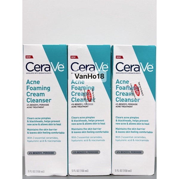 Sữa rửa mặt giảm mụn CeraVe Acne Foaming Cream Cleanser (150mL)