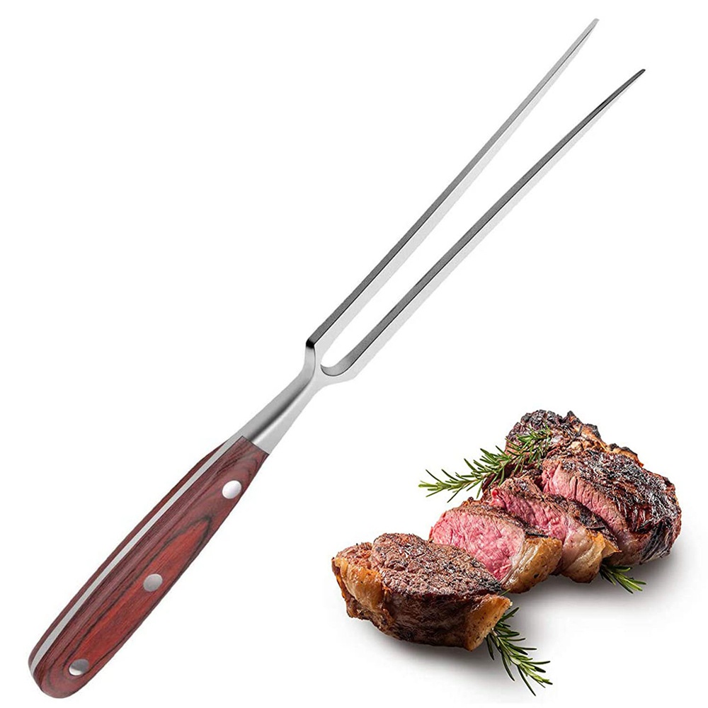 Nĩa xiên thịt nướng BBQ bằng thép không gỉ tay cầm gỗ chất lượng cao