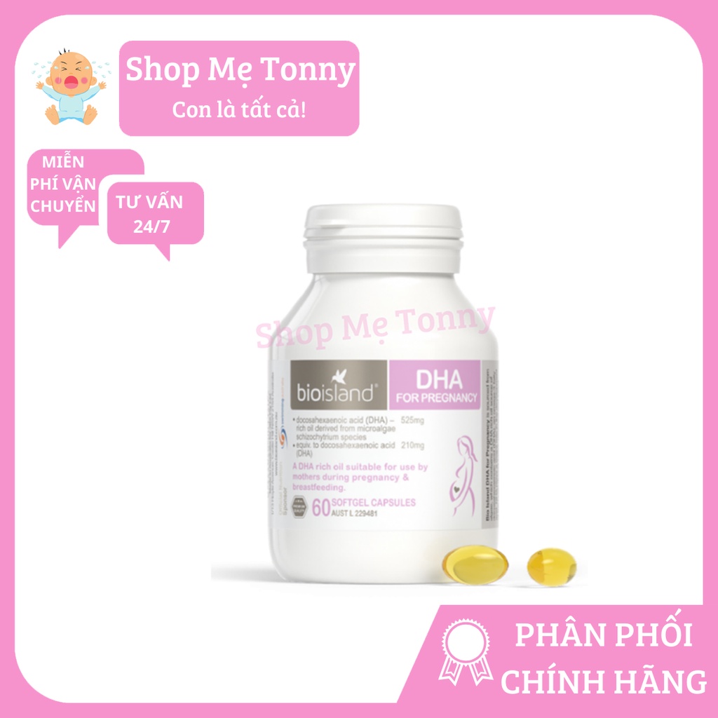 DHA bầu (60v) giúp phát triển trí não cho phụ nữ sắp mang thai, mẹ bầu và sau sinh Bio Island DHA for Pregnancy, Úc