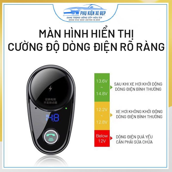 Bộ tẩu sạc ô tô Baseus⚡FREESHIP⚡ S06 kết nối Bluetooth MP3 nghe nhạc kết nối qua sóng FM - Bảo hành chính hãng 01 năm