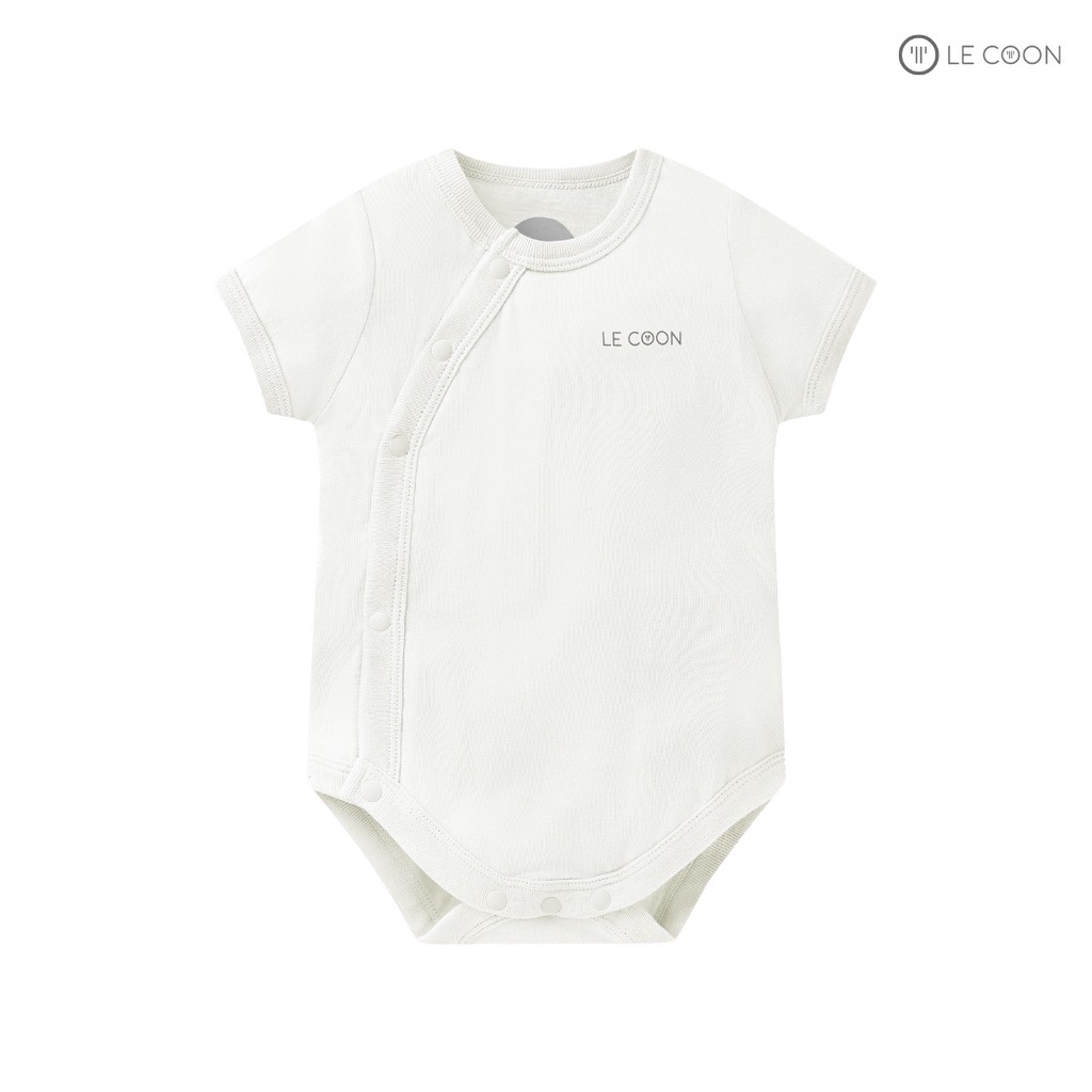 LECOON- LC0877- Bodysuit cúc bấm vạt chéo cộc tay cho bé trai bé gái từ 0 tháng đến 1 tuổi