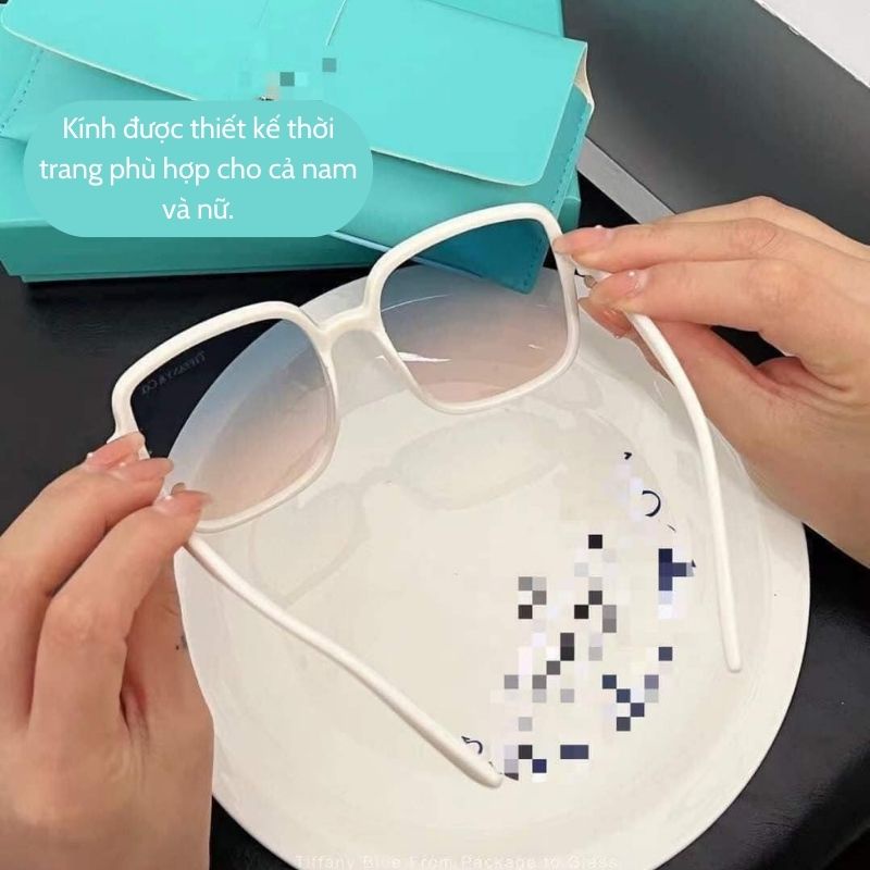 Kính mắt nữ râm Ti.ffany full hộp gọng trắng vuông cao cấp chống tia UV bảo vệ mắt XIAOMIMI P.267