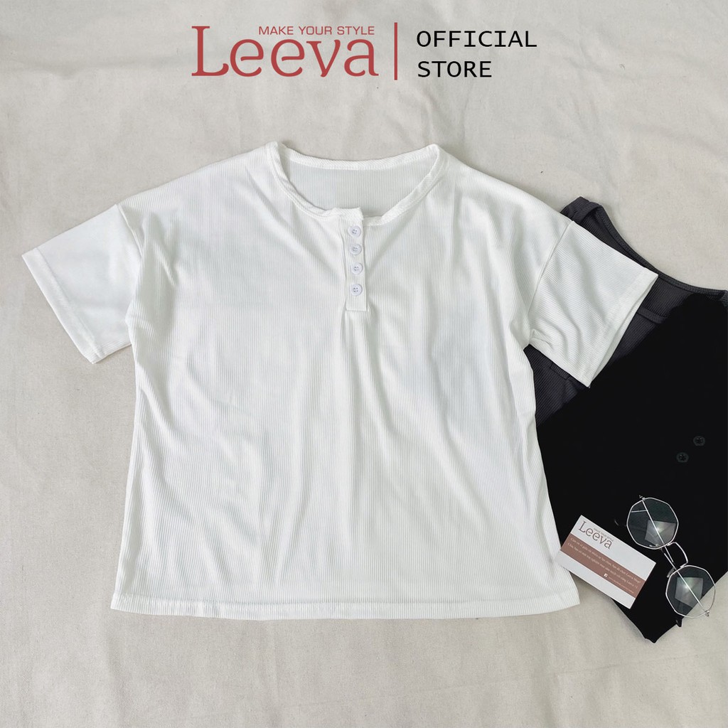 LEEVA - Áo croptop lửng tay lỡ nữ len sọc mềm cá tính A169
