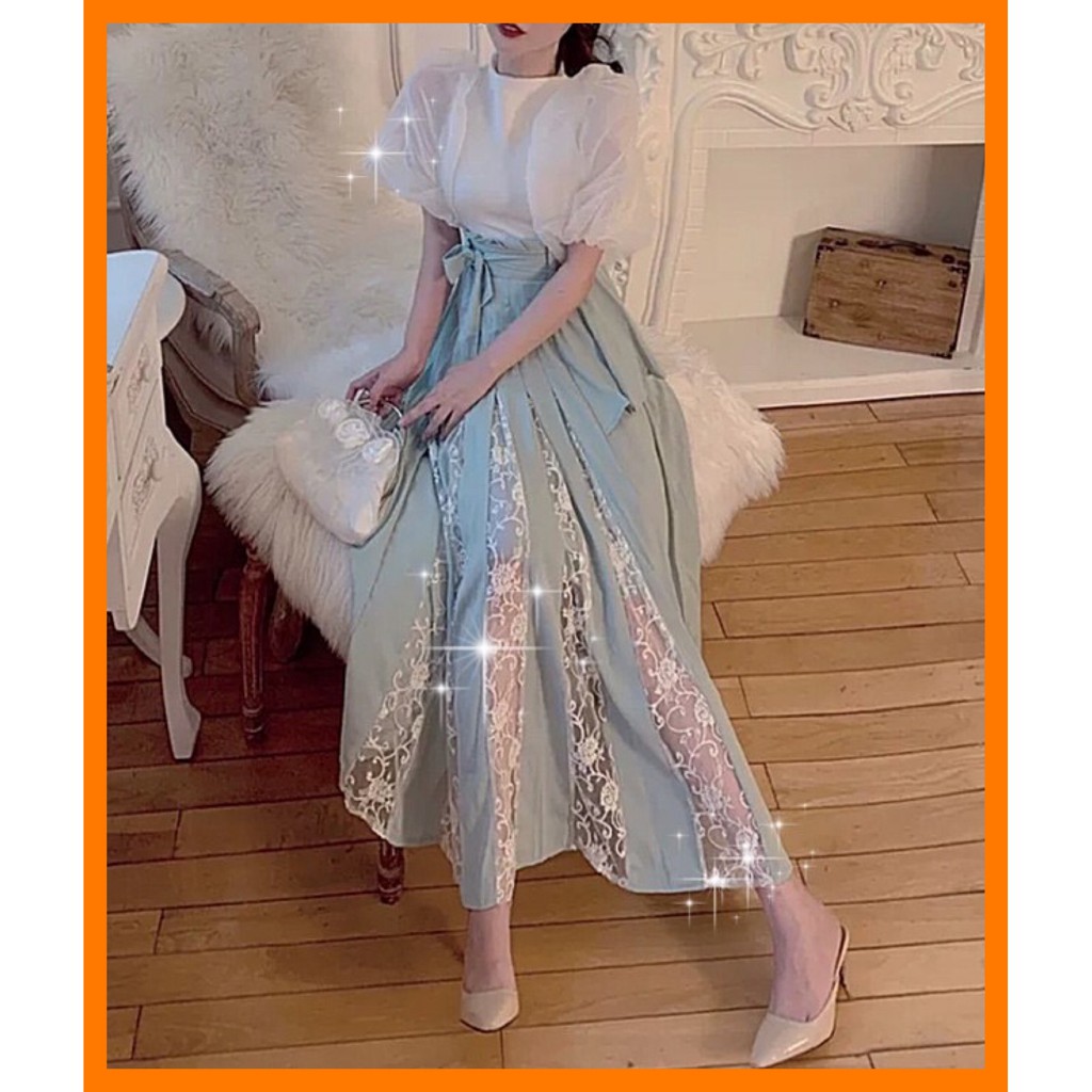 ♥️Set Áo Phồng+Chân Váy Ren UlzzangSize S,M,L