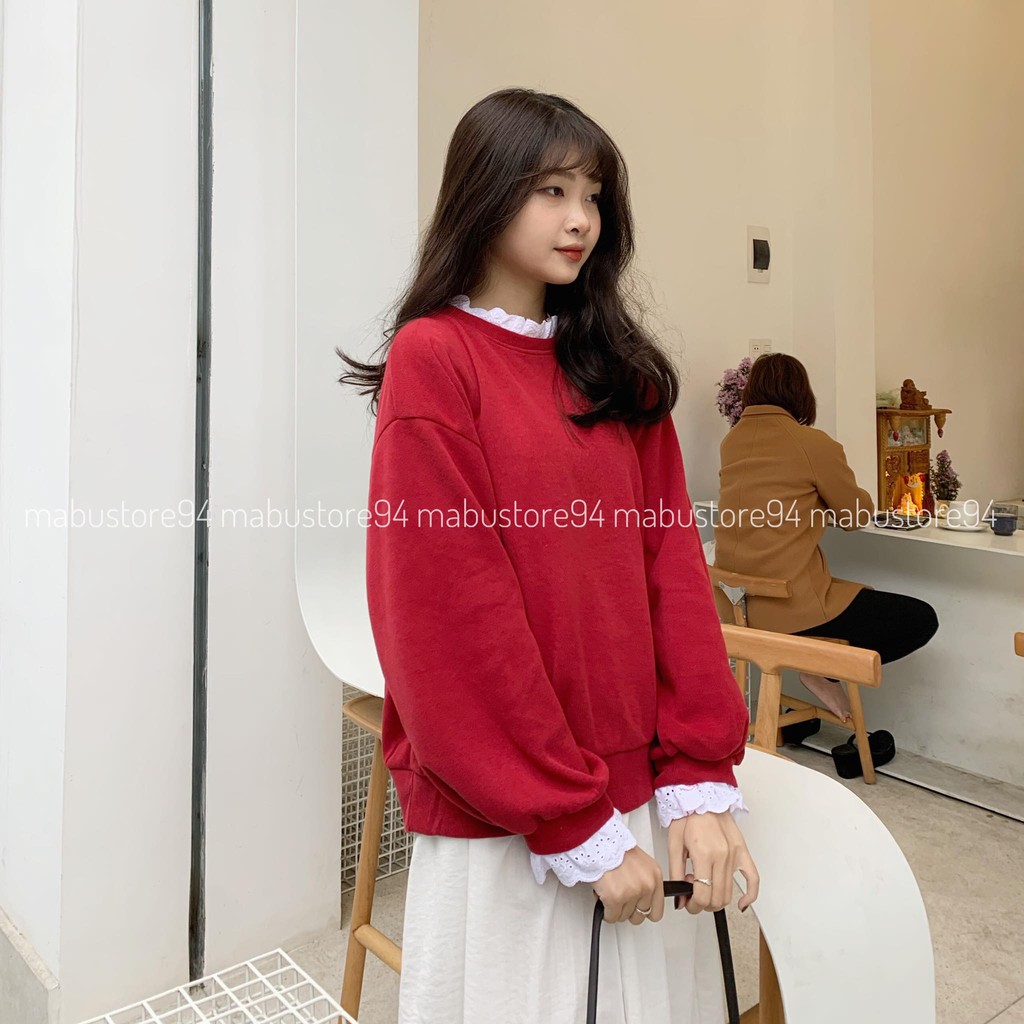 Áo nỉ tăm cổ ren | BigBuy360 - bigbuy360.vn