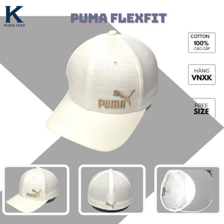 Nón lưỡi trai bít đuôi Pu ma  logo thêu chất cotton Hàn Quốc cao cấp, nón kết màu trắng xanh đen