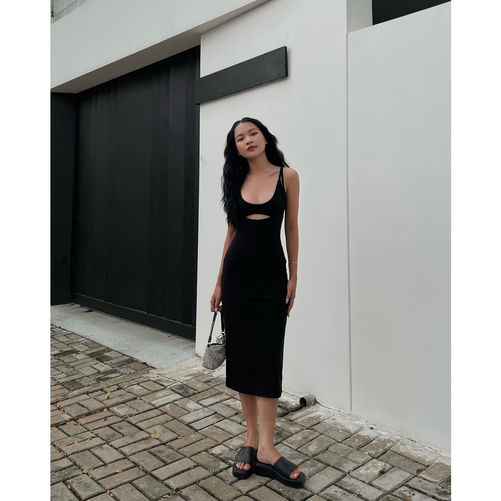 Set đầm 2 dây ôm body dáng dài phối áo bra thun tôn dáng - Byveestyle