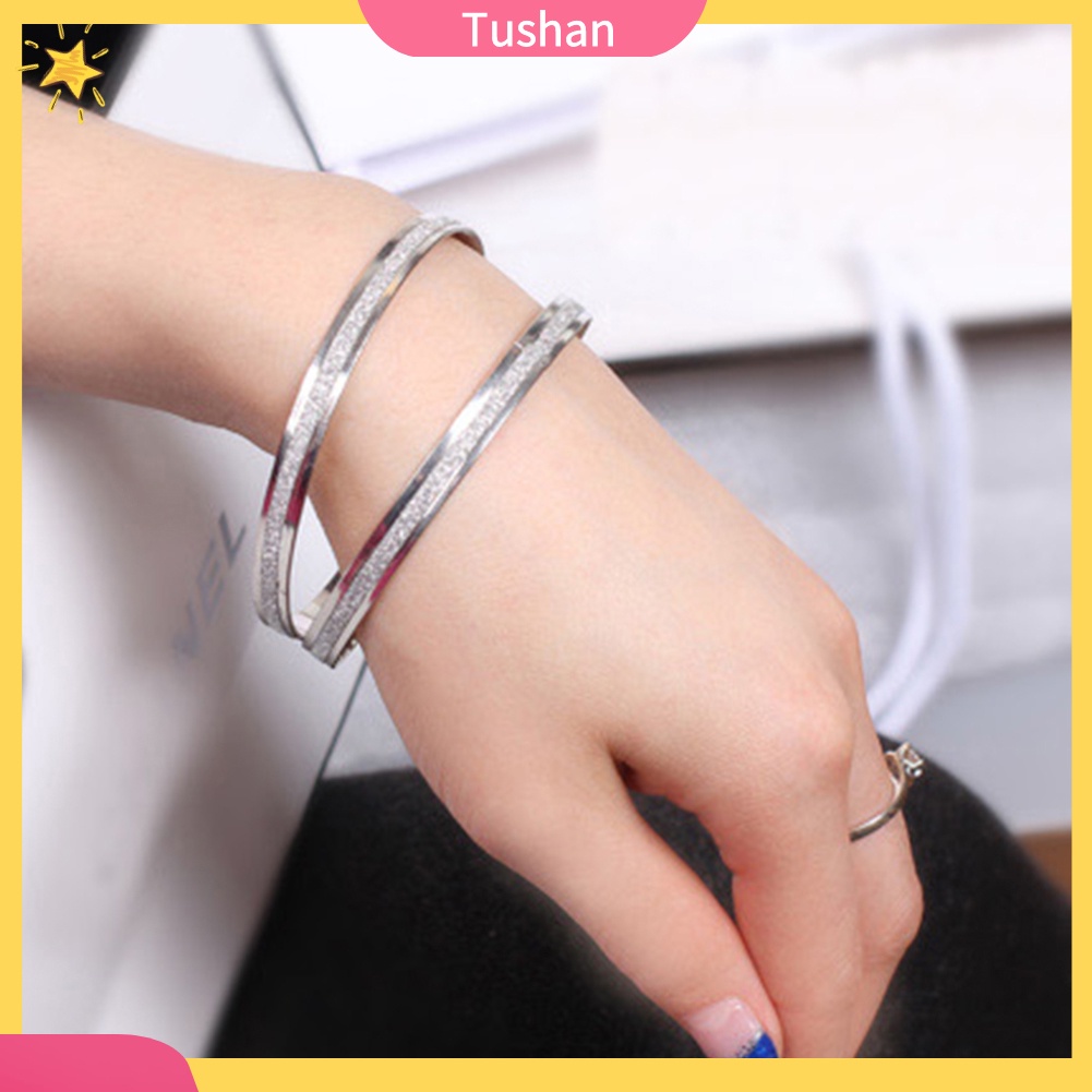 TUSH_1Pc Minimalist Frosted Bangle Bracelet Party Jewelry Women Valentine Day Gift