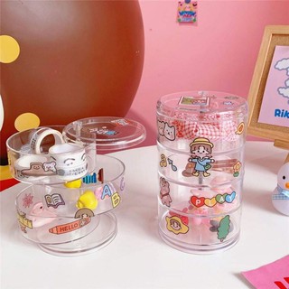 Kệ Đựng Đồ Trang Sức, Đựng Mỹ Phẩm, Đồ Dùng Cá Nhân Xoay Tròn 4 Tầng Trong Suốt ( tặng kèm 1 tấm sticker trang trí )