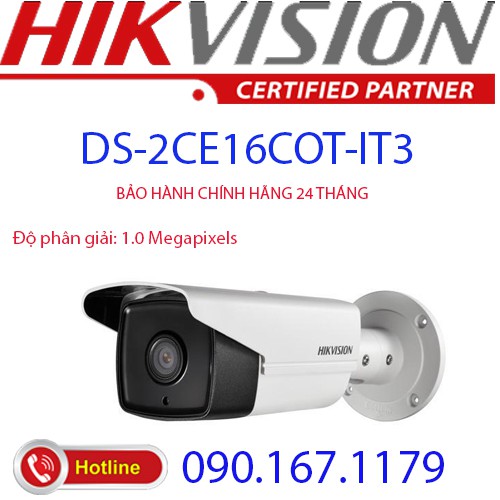 Camera HD-TVI hồng ngoại 1.0 Megapixel HIKVISION DS-2CE16C0T-IT3