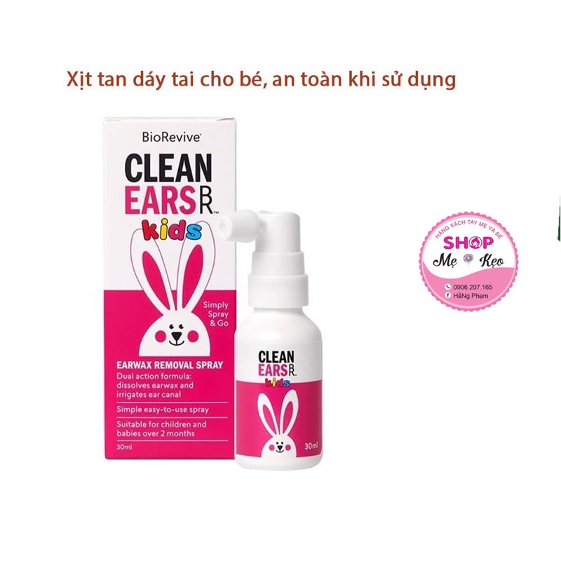 Xịt tan ráy tai cho bé Cleanears Kid 30ml Úc an toàn, hiệu quả