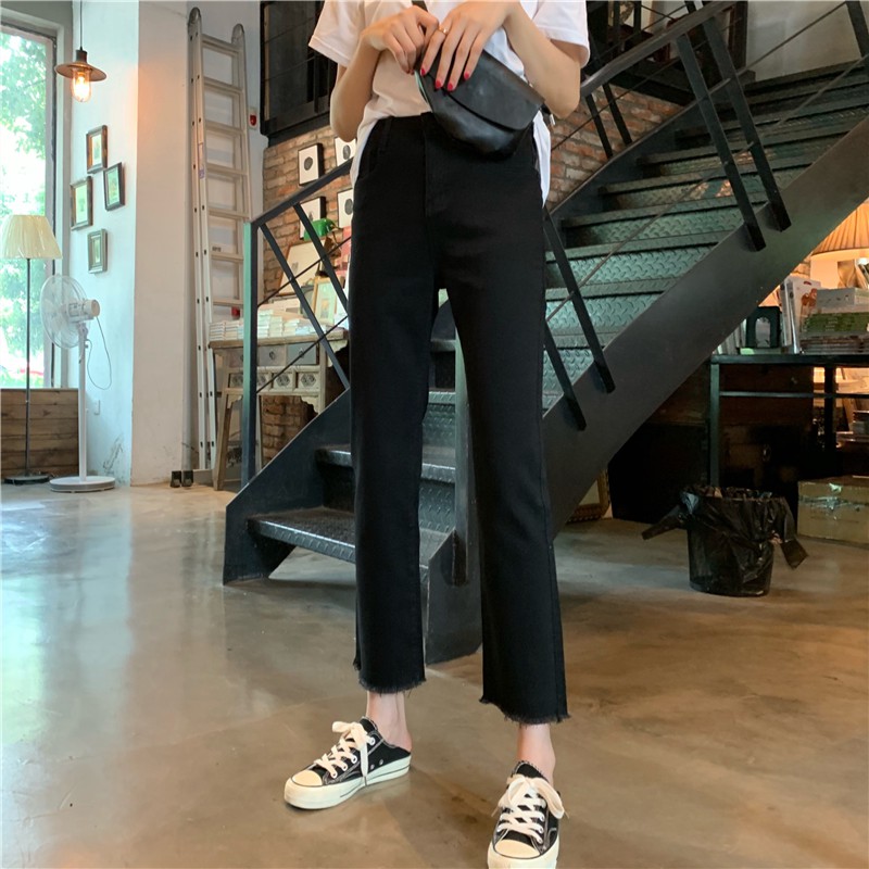 Quần jean Xiaozhainv lưng cao kiểu dáng Hàn Quốc