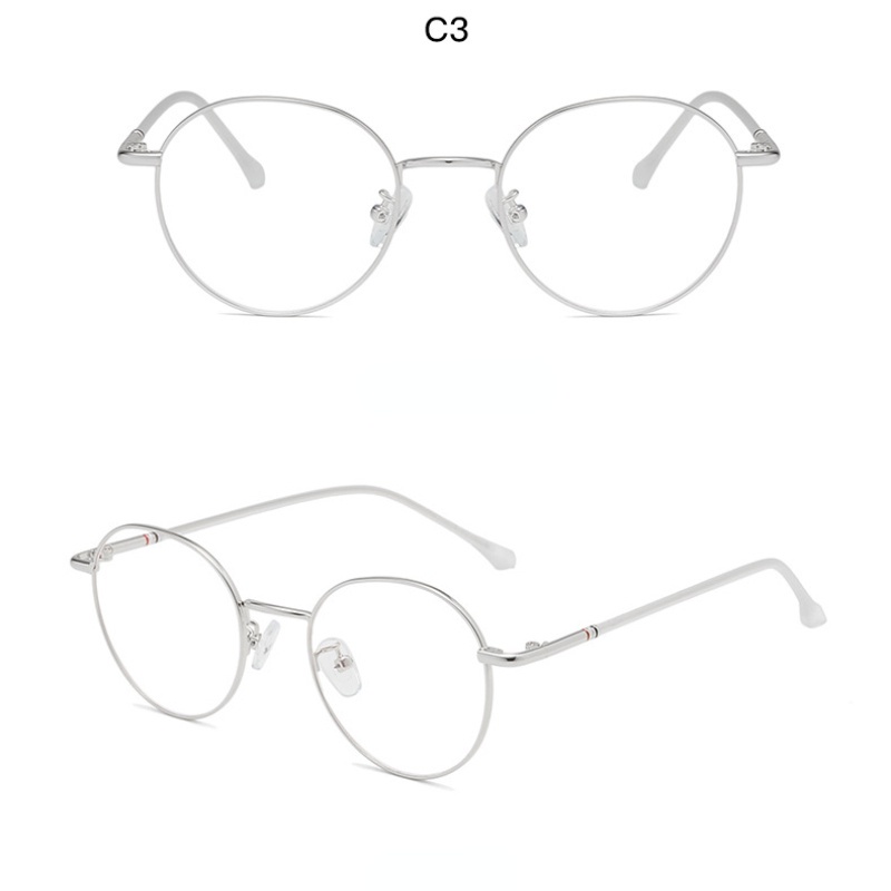 (JIUERBA) Mắt Kính Gọng Tròn Thời Trang Cổ Điển Gọng Kim Loại Ánh Sáng Xanh Lam